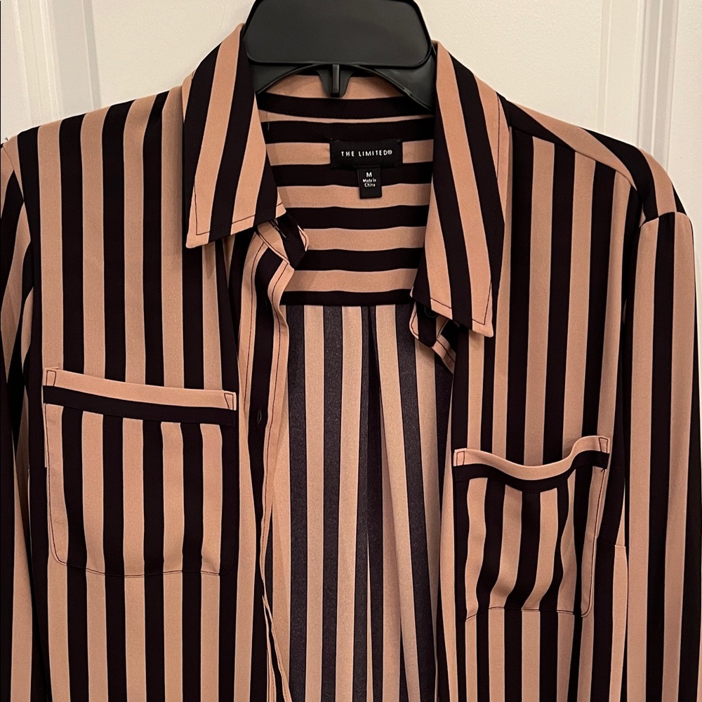 The Limited Black and Tan Striped Blouse